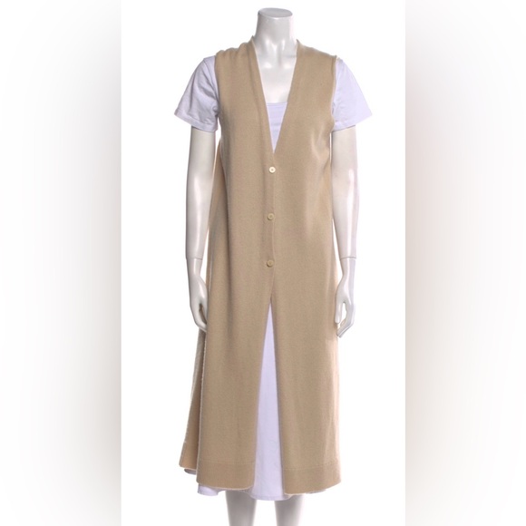 Theory Cashmere Sleeveless Sweater Vest Coat Beige / Carolyn Bessette Kennedy - Picture 2 of 6